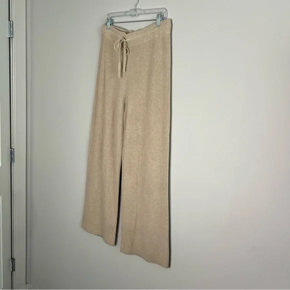 Sweaty Betty Cashmere Relaxed Wide Leg Knit Tan Pants Women's Size 10
